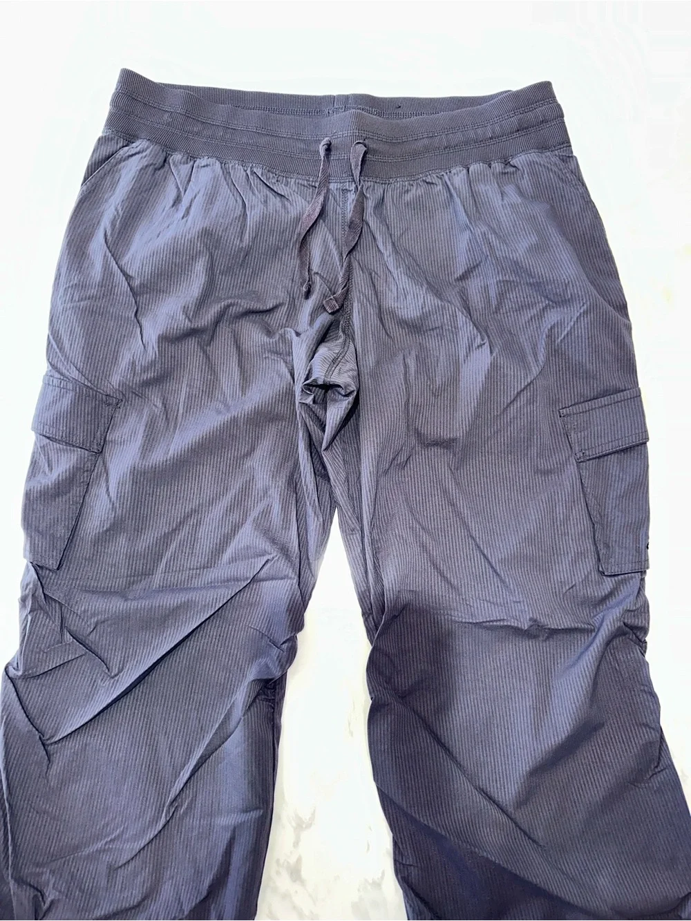 CHAMPION XL~CHARCOAL BLACK PINSTRIPED DANCE STUDIO SIDE POCKETS PANTS TIE WAIST